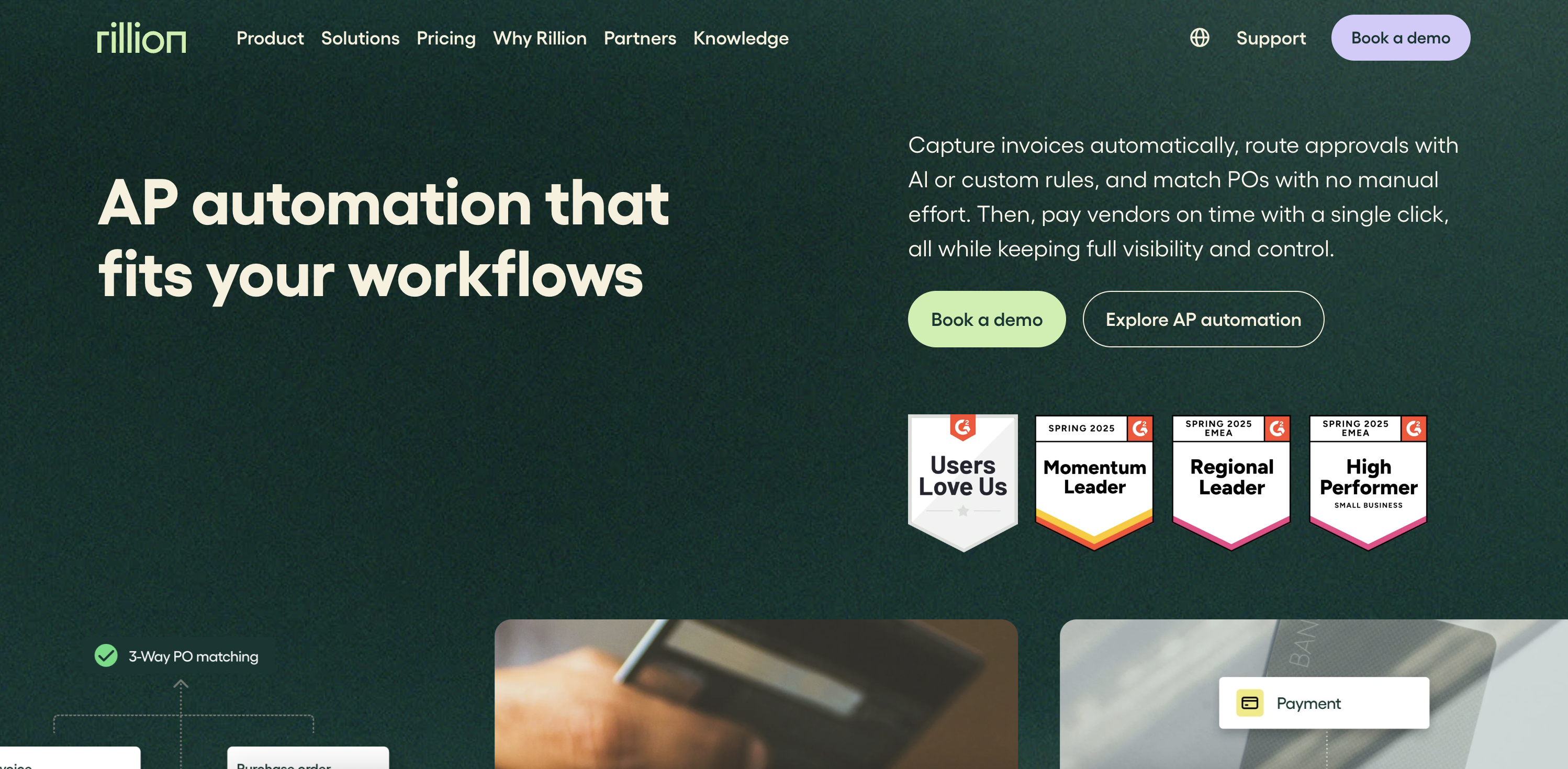 rillion website - best ap automation software